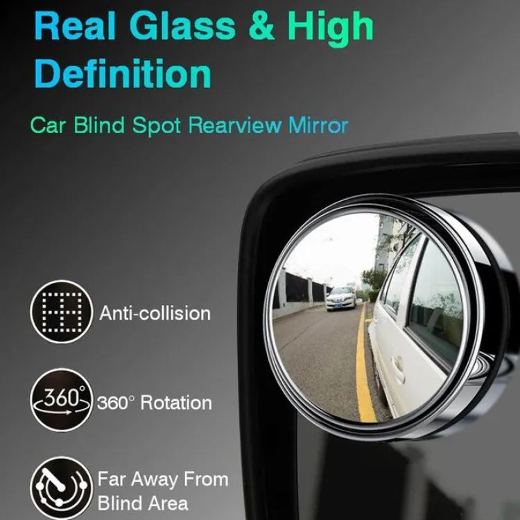 360° Adjustable Round Blind Spot Mirror HD Glass Convex Rear View Side Mirror for Cars