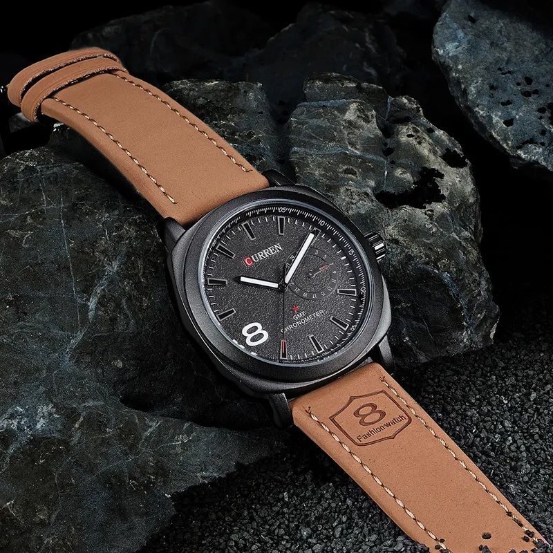 Curren Men’s Luxury Quartz Watch – Chronograph, Stainless Leather/Metal Strap