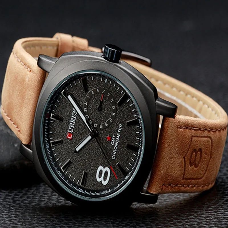 Curren Men’s Luxury Quartz Watch – Chronograph, Stainless Leather/Metal Strap