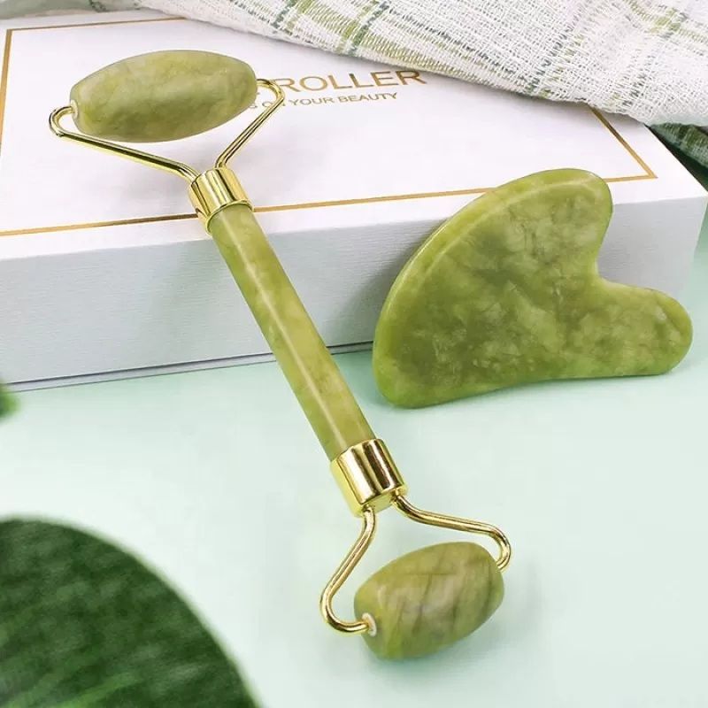 Jade Roller & Gua Sha Set | Anti-Aging Natural Stone Facial Massager for Skin