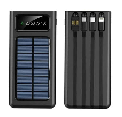 10000mAh Solar Power Bank – All-in-One Portable Charger with Built-in Lightning
