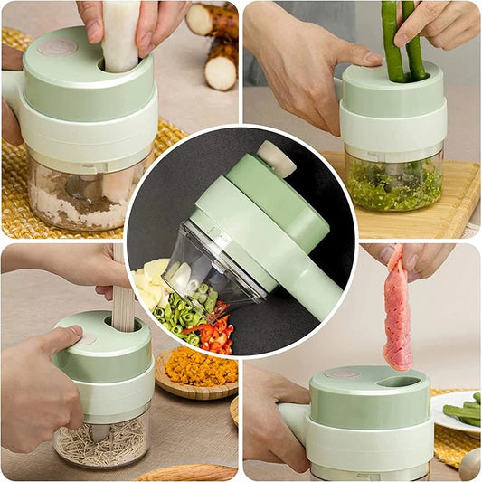 4-in-1 Electric Handheld Vegetable Cutter Set