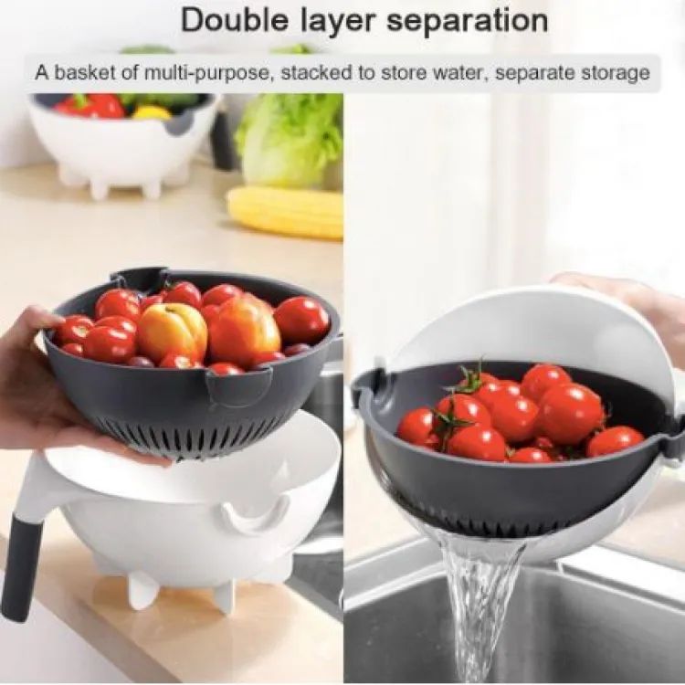 9-in-1 Multifunction Vegetable Cutter with Drain Basket