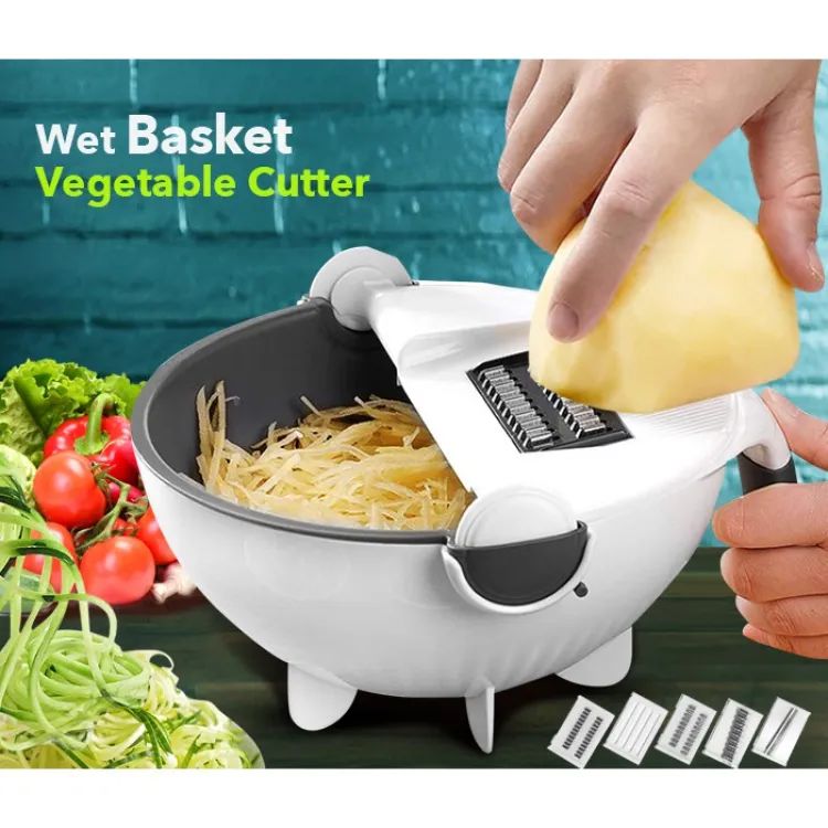 9-in-1 Multifunction Vegetable Cutter with Drain Basket