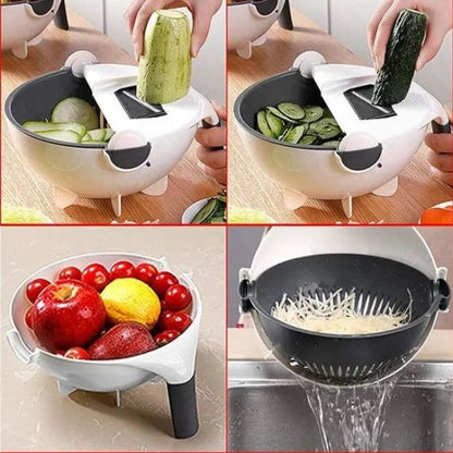 9-in-1 Multifunction Vegetable Cutter with Drain Basket