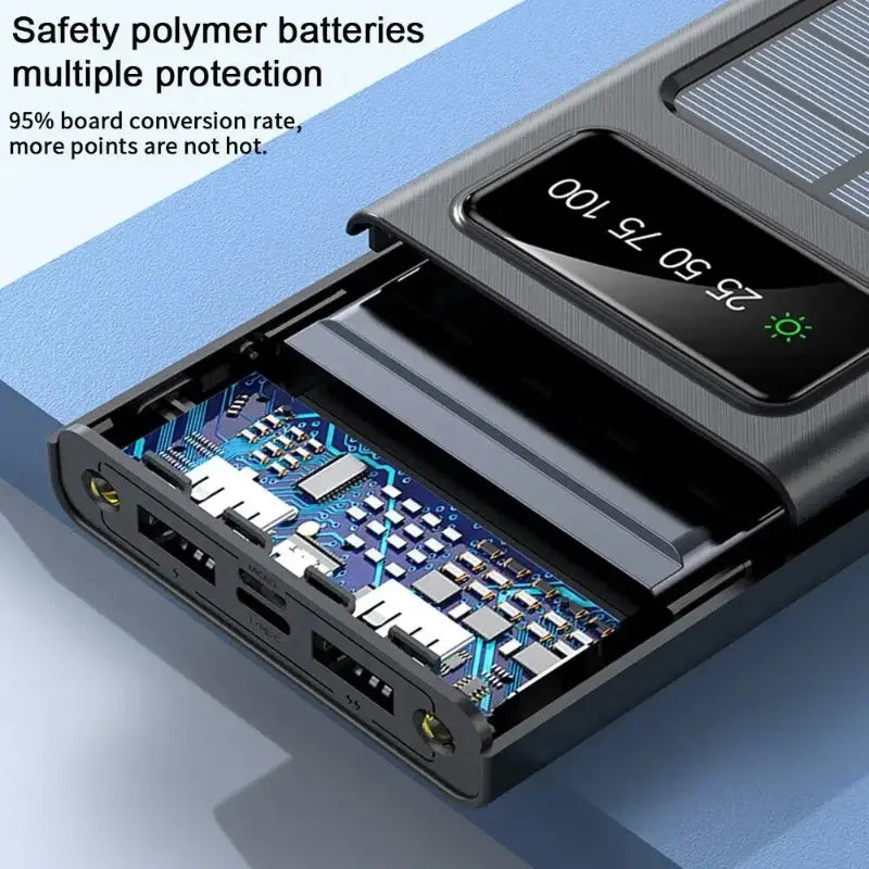 10000mAh Solar Power Bank – All-in-One Portable Charger with Built-in Lightning