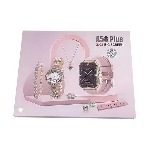 A58 Plus Smart Watch & Jewellery Gift Combo – Women’s Fitness Tracker with Heart Rate