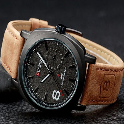 Curren Men’s Luxury Quartz Watch – Chronograph, Stainless  Leather/Metal Strap