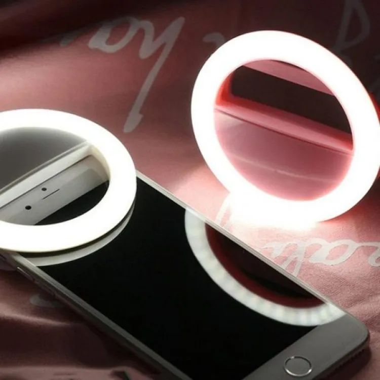 Portable USB Rechargeable Selfie Ring Light – Adjustable Brightness LED clip on for mobile